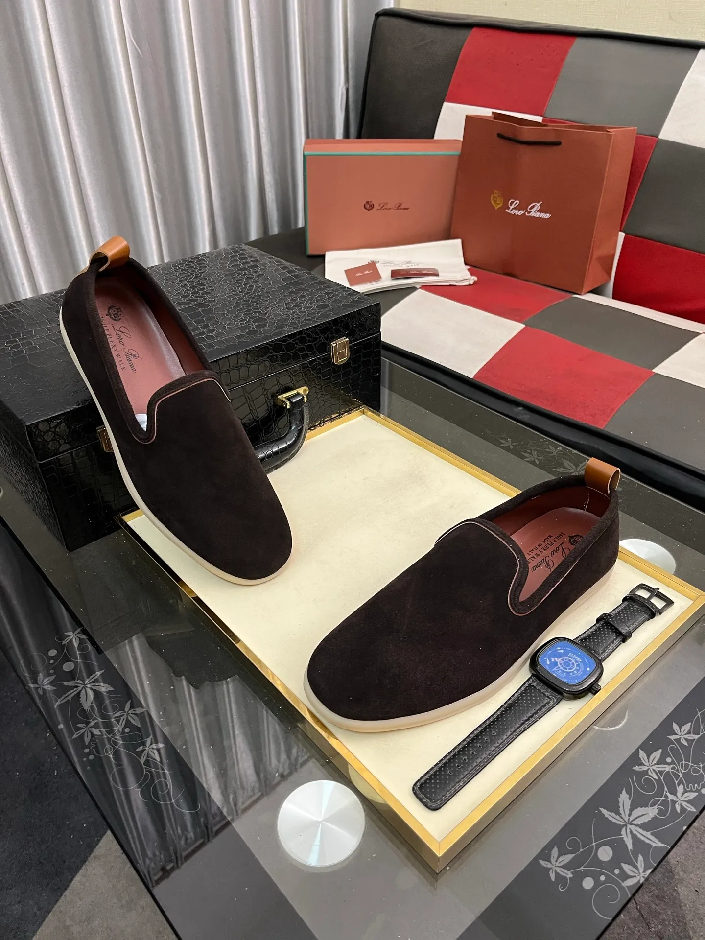 Men's men's shoes 💰420⌚️⌚️Loro*Piana pure original 2023 soft and comfortable LP deerskin flat casual star same style slip-on Loft men's shoes size 38-44
